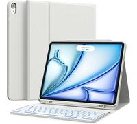 CHESONA for iPad Air 13 Inch Case with Keyboard, Detachable Magnetic Wireless Keyboard, 7 Color Backlit & Rechargeable, Precise Cutouts & Pencil Holder for iPad Air 13 M3 2025 & M2 2024, White