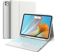 CHESONA for iPad Pro 11 Inch Case with Keyboard (M4) 2024, Magnetic Detachable Keyboard with Backlit, 2 Wireless Channels, Touchpad & Pencil Holder, Precise Cutouts Case for iPad Pro 11'', White