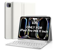 CHESONA for iPad Pro 11 Inch (M4) 2024 Case with Keyboard, Magnetic Detachable Keyboard, Precise Cutouts Case with Pencil Holder, Rechargeable Wireless Folio Keyboard Case for iPad Pro M4 11'', White