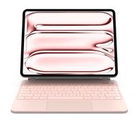 CHESONA for iPad Pro 13 inch Case 2024 with Keyboard, Easy-Set Floating Cantilever Stand, Smart Trackpad, 7 Color Backlit with Battery Digital Display, Keyboard Case for iPad Pro 13 (M4), Pink