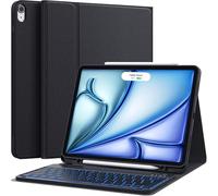 CHESONA iPad Air 13 Case with Keyboard M2 2024, 7-Color Backlit & Multi-Touchpad, Black