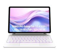 CHESONA Keyboard Case for Samsung Galaxy Tab S Series 10.5-12.4", Magnetic Stand with Touchpad & Pen Holder, Backlit, White