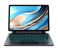 Chesona Magic-Style Keyboard Case for Samsung Galaxy Tab S9 FE 5G 10.9'', S9/S8/S7 11'', Floating Cantilever Magnetic Stand, LED Backlit & Smart Touchpad, Pencil Holder & Visible Battery Screen, Black