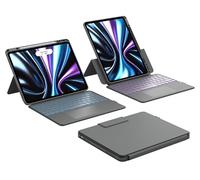 CHESONA Rugged for iPad Air 13 Inch (M3/M2, 2025/2024), iPad Pro 12.9 Case with Keyboard, Magnetic Detachable Case & 7-Color Backlit, Smart Trackpad, 15°-180° Adjustable, Portrait/Landscape, Gray