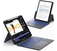 CHESONA Rugged for iPad Pro 13 (M4) 2024 Case with Keyboard, Magnetic Detachable Case & 7-Color Backlit, Smart Trackpad, 15°-180° Adjustable Stand, Portrait/Landscape, Grey