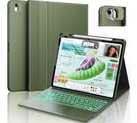 CHESONA Ultra Light iPad Air 13 inch Case Keyboard(M3/M2)- Magnetic Detachable 7 Colors Backlit Multi-Touch Trackpad Keyboard for iPad Pro 12.9, Smart Sleep/Wake Cover- Olive Green