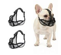 Chesoon 2PCS Dog Muzzle Adjustable Fit No Bite No Bark Mesh Outdoor Use Calm Control Safe Comfort Pet Summer for Daily Walks Black S