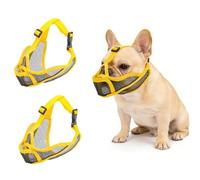 Chesoon 2PCS Mesh Dog Muzzle Soft Cover Breathes Easy Ventilated Mesh Anti Bite Bark Stop Outdoor Vet Visit Essential Comfort Yellow S