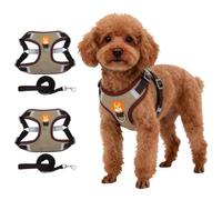 Chesoon 2PCS Pet Harness No Pull Soft Mesh Jacket Reflective Safety Gear Medium Size M 7.7-14.3lb / 3.49-6.48kg Brown