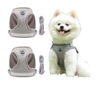 Chesoon Cat Lead Vest Adjustable Lightweight Harness Soft Mesh Reflective High Visibility Small Pets S 3.3-6.6lb / 1.49-3.0kg Grey 2PCS