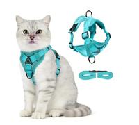 Chesoon Cat Puppy Harness Leash Set Escape Proof Air Mesh Reflective Band Night Security Outdoor Journey M Blue 6.6-9.9lb / 3.0-4.9kg