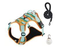 Chesoon Dog Harness High Visibility Escape Proof Adjustable Anti Pull Sturdy Control for Outdoor Training 49.6-99.2lb / 22.5-45.0kg Orange XL