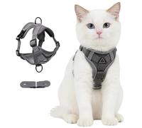 Chesoon Dog Harness Leash Combo Anti Escape Soft Mesh Reflective Strips Outdoor Walking Night Visibility S Grey 3.3-6.6lb / 1.49-3.0kg
