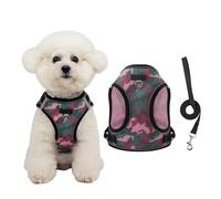 Chesoon Dog Harness Leash Set Heavy Duty Reflective Strap Quick Release Control Breathable Mesh Vest Style Yellow L 11-15.4lb / 4.5-7kg