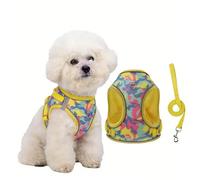 Chesoon Dog Harness Leash Set No Pull Escape Proof Breathable Mesh Lightweight Step in Vest Walking XL 16.5-22lb / 7-10kg Yellow