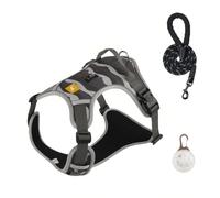 Chesoon Dog Harness Lightweight Reflective Adjustable Breathable Easy Control Comfort Fit for Walking Hiking 16.5-30.8lb / 7.5-14.0kg Grey M