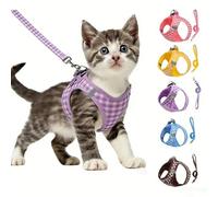 Chesoon Dog Harness No Pull Plaid Breathable Mesh Reflective Adjustable Pet Harness for Small Medium Dogs Walking Hiking Running M Purple