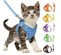 Chesoon Dog Harness Vest Plaid Pattern Breathable Mesh Reflective Design Adjustable Large Pet Harness for Dogs Outdoor Hiking in Summer Blue L