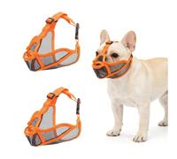 Chesoon Dog Muzzle 2PCS Soft Mesh Breathable Cool Secure Strap No Biting Barking Summer Hot Weather for Tiny Teacup Dog Orange XXS