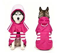 Chesoon Full Coverage Quick-Dry Dog Rain Poncho for Giant Breeds with Storage Pocket & Belly Elastic for Size 5XL Rose