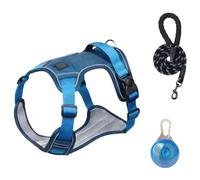 Chesoon Heavy Duty Tactical Dog Harness No Pull Military Grade Vest Adjustable Reflective Fabric System Small Pets 7.6-33.1lb / 3.49-15kg Blue