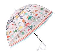 Chesoon Kids Clear Bubble Umbrella Cute Bear Surface Durable Windproof Dome Lightweight Auto Opened Transparent Canopy for Boys Girls,White