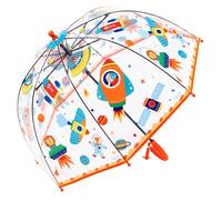 Chesoon Kids Clear Bubble Umbrella with Windproof Dome Surface Automatic Opened 8 Fiberglass Ribs Rocket Pattern for Boys Aged 3-8