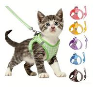 Chesoon No Pull Reflective Harness with Leash Summer Cooling Plaid Vest Step in Breathable Material for Pets Hiking Green S