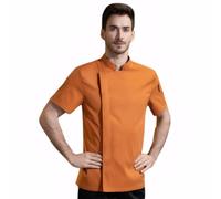 Chesoon Orange Chef Coat Fade-Resistant Dye with Stretch Panels Pen Holder and Wrinkle-Free Fabric Perfect for Banquet Halls Size M