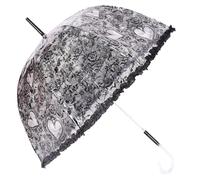 Chesoon Rose Lace Umbrella Plastic Wedding Party Ladies Parasol Rain Clear Dome Canopy Autometic Opened with Curved Handle,Black