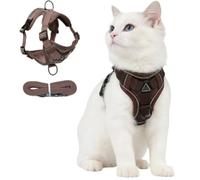 Chesoon Small Dog Harness Leash Set Anti Escape Breathable Mesh Vest Reflective Stripe Cat Puppy XL Coffee 16.5-22lb / 7.48-9.98kg