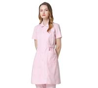 Chesoon Summer Women Nurse Uniform Short Sleeve Medical Scrub Set Opaque Polycotton Blend Anti-Shrink Wrinkle Free Lab Dress for Surgery Dental Clinic Pink Size M