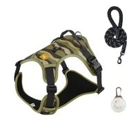 Chesoon Tactical Dog Harness Heavy Duty No Pull Reflective ControlAdjustable Mesh Handle Adjustable for 49.6-99.2lb / 4-7.5kg Green S