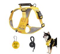 Chesoon Tactical Dog Harness Set Reflective Adjustable Handle Pet Vest for Training Walking Pineapple Yellow S 11-16.5lb / 5-7.5kg