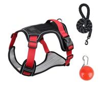 Chesoon Tactical Pet Harness No Pull Reflective Pet Vest Breathable Padded Handle Adjustable for 61.7-89.6lb / 28-40.6kg L Black