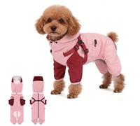 Chesoon Waterproof Dog Raincoat Full Coverage Hooded with Adjustable Straps Widened Brim for Dogs Summer for Poodle Border Collie Pink L