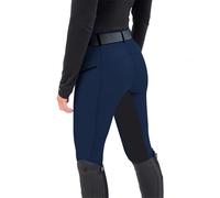 Chesoon Womens High Waisted Schooling Tights Inner Thigh Patchwork Equestrian Riding Pants Navy Blue