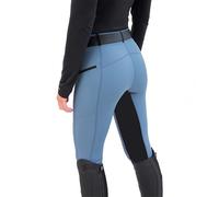 Chesoon Womens Horse Riding Pants Stitching High Waisted Pants Schooling Tights Horseback Patchwork Trouser Sky Blue