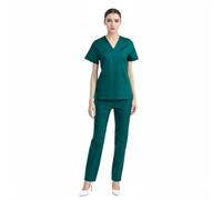 Chesoon Women's Medical Scrubs Stretch Waistband Lightweight Breathable Cotton Laboratory Pharmacy Approved Green Size M