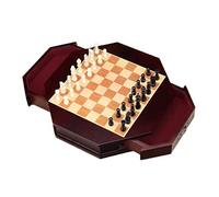 Chess 12.2'' Wooden Chess Set,Octagon Chessmen Storage Slots, Travel Chess Board Game Sets Chessboard