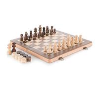 Chess 15"x15" Beech Wood Chess Set Luxury Large Backgammon Set with Carrom Board High Grade Professional Board Game Checkers