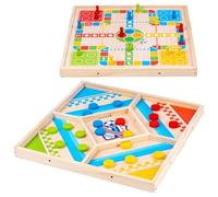 Chess 2-in-1 Bounce & Flying Chess Game Wooden Board Family Multiplayer Battle with Sturdy Construction