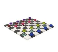 Chess and Checkers Set - Chess Board and Pieces Included - Multicolour - Acrylic Crystal Screen Printed - 30 x 30 cm - Gift Idea - Made in Italy