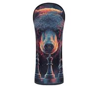 Chess and The Brown Bear Golf Club Head Cover Set Pu Leather with Interchangeable No. Tags for Woods and Driver Fairway Hybrid golf cart accessories