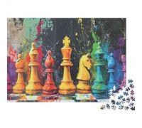Chess Art Painting 1000 Pc Premium Cardstock Jigsaw Puzzle Set, Stress Relief Jigsaw for Adults, Educational Game Challenge, Fun Home Activity, for Her/Him 70x50cm/1000pcs