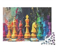 Chess Art Painting 1000 Piece Jigsaw Puzzle Colorful Chess Premium Cardboard for Adults Stress Relief Home Leisure 70x50cm/1000pcs