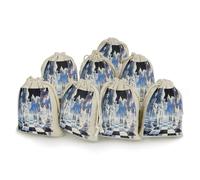 Chess Art Small Cotton Linen Pocket Reusable Drawstring Bag Funny Gift Wrap Storage Wrapping Pouch 8 Pieces