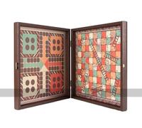 Chess, Backgammon, Ludo, Snakes and Ladders Wooden Games Compendium (Brown)