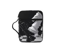 Chess Battle Moment Bible Cover Case with Handle, Water-Resistant Oxford Fabric Bible Bag Organizer with Zipper Pockets for Church