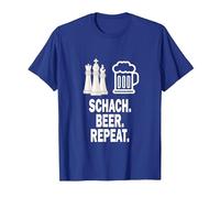 Chess Beer Repeat - Chess Motifs T-Shirt, Men, Royal Blue, X-Large